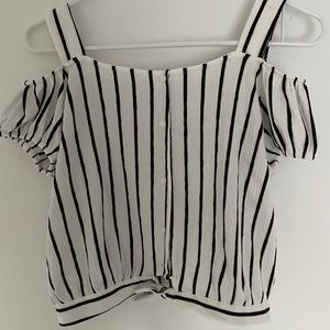 Zara cold shoulder striped top